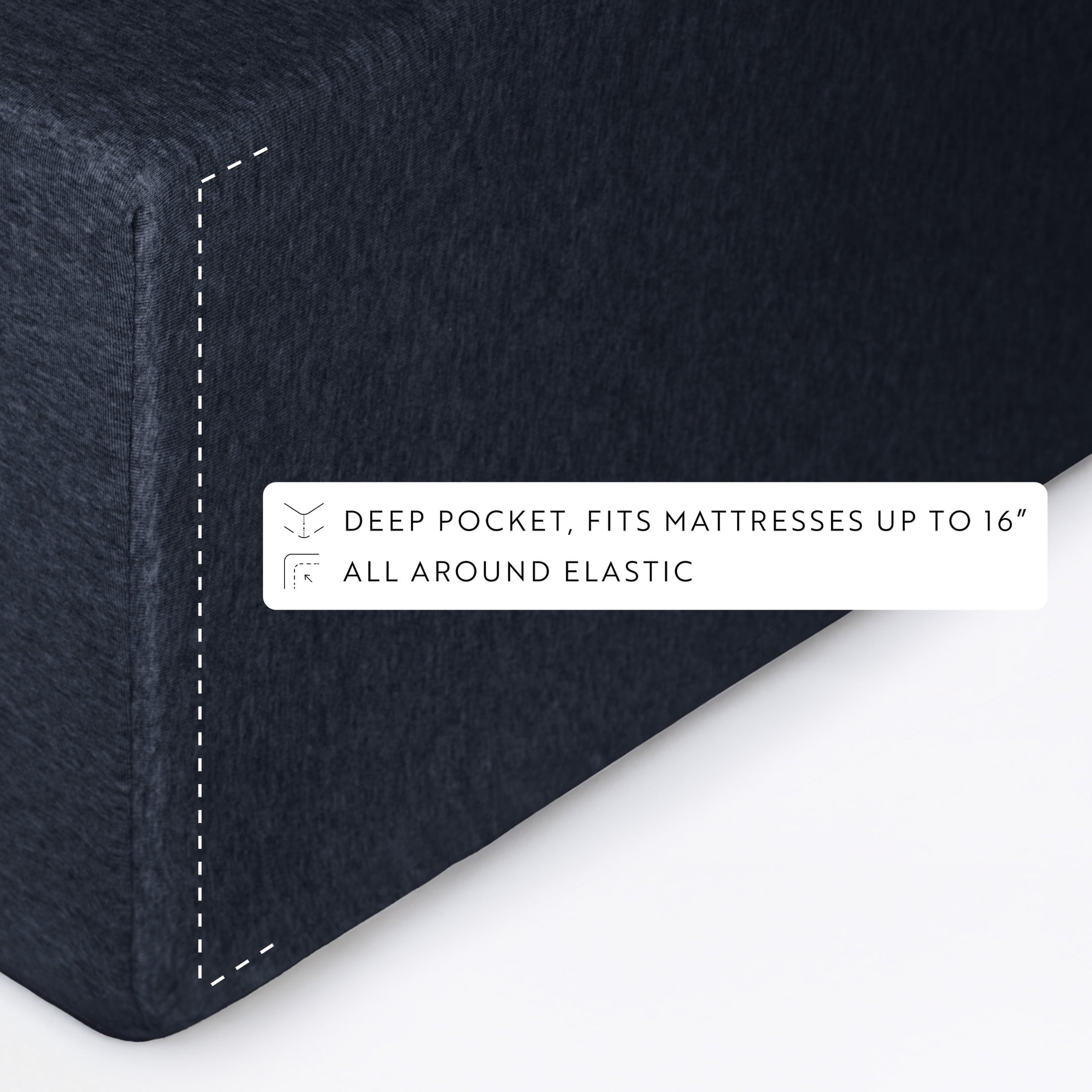 Noble Linens 4 Piece Jersey Knit 100% Cotton Sheet Set, Navy, King