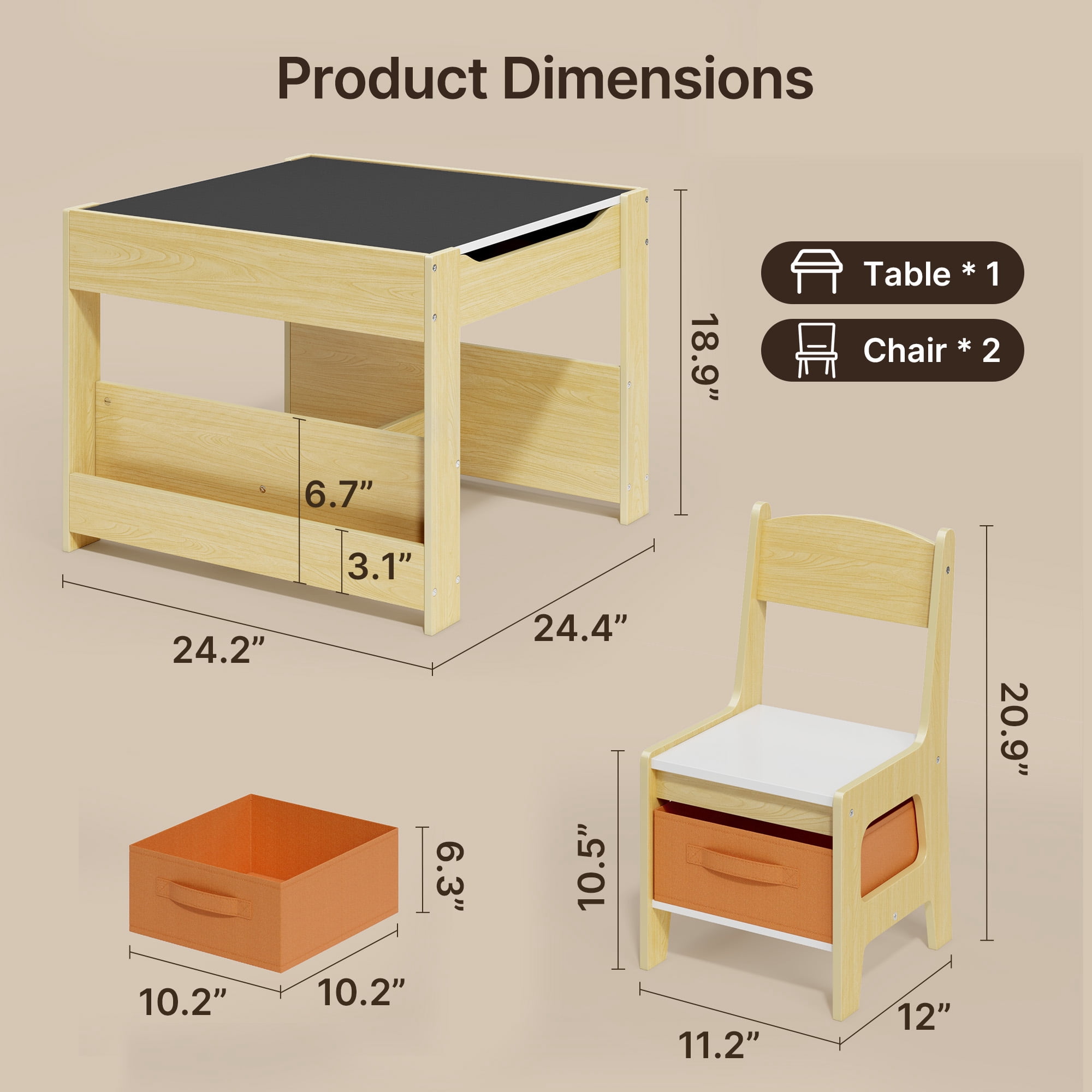 Kid's Table and Chair Set, Asofer 4-in-1 Kids Set with Bookshelves Storage Drawer, Removable Desktop for Drawing Playing Studying Eating, White/Gray