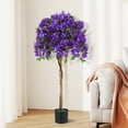 thumbnail image 2 of Gymax 53'' Artificial Azalea Tree Faux Floral Plant w/ Red Azalea Flowers Nursery Pot, 2 of 10