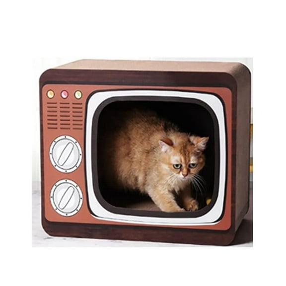 PawfectPals TV Cardboard Cat Scratcher Lounge and Bed, Durable and Lightweight, Cat Scratching Board