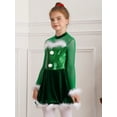 thumbnail image 6 of Aislor Kids Girls Dance Tutu Dress Mrs Santa Claus Long Sleeve Ice Skating Dress Size 6-16 Green 6, 6 of 7