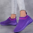 thumbnail image 2 of Running Shoes for Women Men Solid Color Knit Mesh Slip on Sock Sneakers Comfy Soft Sole Lightweight Casual Walking Shoes Purple Size 8.5, 2 of 8