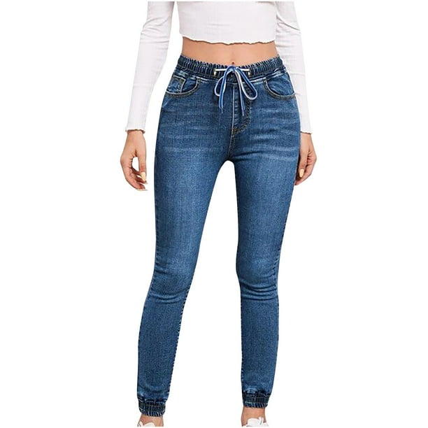 Pantalones Vaqueros de Bolsillo Con Cremallera Y Vendaje Con Agujeros Para Mujer, Pantalones Vaqueros Informales Acampanados de Pierna Ancha Odeerbi ODB-6