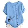 thumbnail image 4 of Gaexia Versatile Girls Summer Tee With Cute Graphic Print Short Sleeve Round Neck Top For Girls Clothes (Blue,7-8 Years), 4 of 4