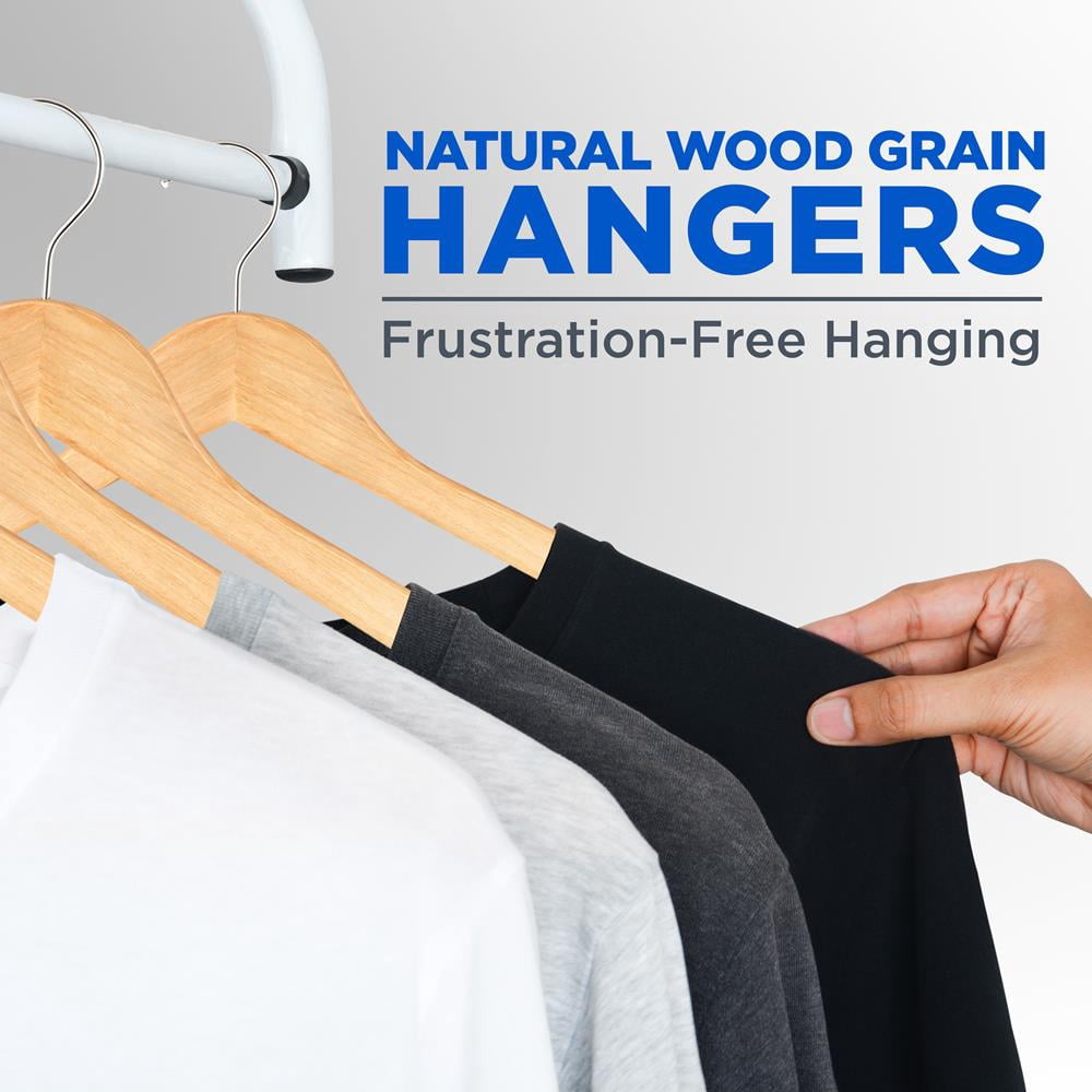 Serenelife 80 Piece Solid Wooden Heavy Duty Notched Suit Hangers, Natural