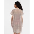 thumbnail image 3 of Time and Tru Women's Openwork Knit Coverup, Small/Medium, True Taupe/Khaki Safari, Fashion Cover-Ups, Summer, 3 of 5