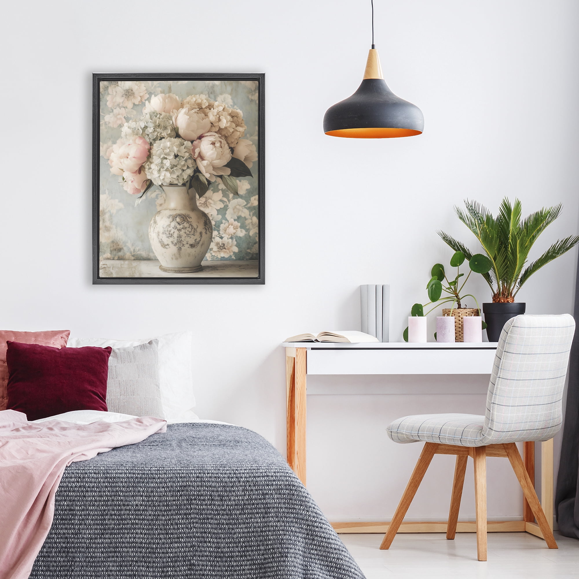 Stupell Industries Delightful Arrangement of Flowers Black Framed Floater Canvas Wall Art, design by Creative Studio