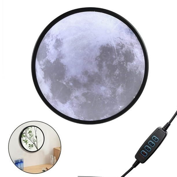 Luz De Espejo De Luna Con Luz De 3 Colores, Espejo De Pared Con Carga Usb Y Luz De Luna Para Sala De Estar, Dormitorio, Vestidor, Baño Vogacara HA017045-00