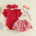 thumbnail image 5 of Wxirdiow 4th of July Little Girl Clothes Infant Newborn Baby Girl 4th of July Outfits Letter Romper Tutu Bloomers Shorts Set First Fourth of July Set Red Size,6-12 Months, 5 of 5