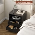 thumbnail image 2 of Fluted Nightstands Set of 2, Black Night Stands with 2 Drawers and Open Shelves, Wooden Bedside Table Modern Design End Table for Bedroom Living Room Sofa Office (2, Black), 2 of 9