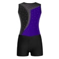 thumbnail image 3 of YONGHS Kids Girls Sleeveless Contrast Color Gymnastics Leotard Ballet Dancewear Biketard Tracksuit Purple&Black 14, 3 of 7