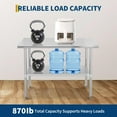 thumbnail image 2 of Yeshouse Stainless Steel Table for Prep & Work, 2-Tier Shelf 24"x48"/30"x48" NSF Commercial Metal Worktable Adjustable Height & Leveling Feet, 2 of 8