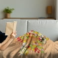 thumbnail image 3 of Floral Soft Flannel Fleece Blanket, Summer Season Sale Banner with Paper Flowers and Black Frame Illustration, Cozy Plush for Indoor and Outdoor Use, 60" x 80", Orange Red and White, by Ambesonne, 3 of 5