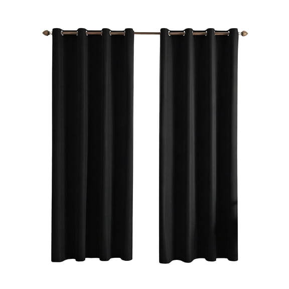 Blackout Curtain Insulated Sunscreen Drapes No-Drill Window Coverings For Bedroom Living Room Black 59X63 Inch 1 Panel