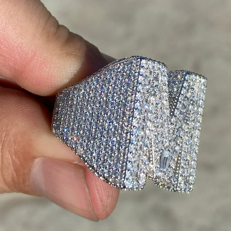 Sterling Silver Letters Single Micro Pave Diamond Bracelet (Silver Diamond M Initial Bracelet 7+1)