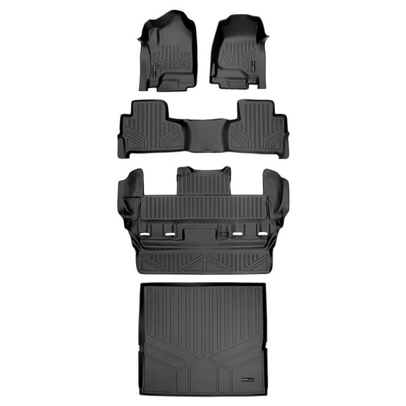 SMARTLINER 4 Rows Custom Fit Floor Liners Compatible with 2015 - 2020 Chevrolet Tahoe 7 Passenger