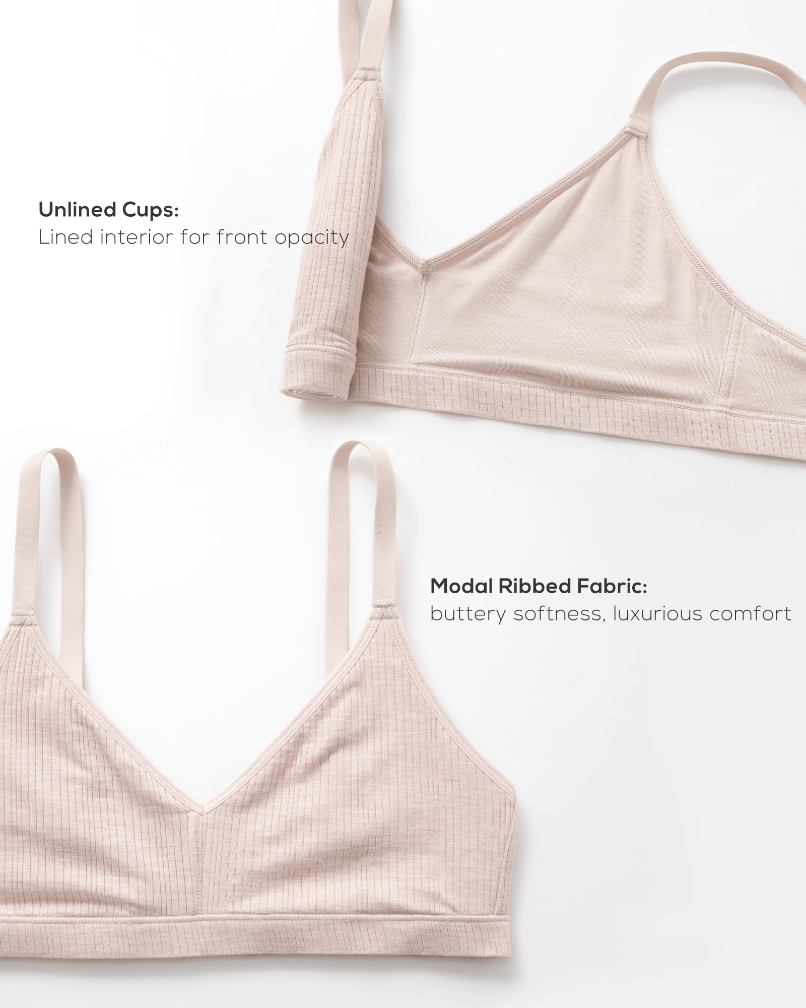 Women's Natrelax No Underwire Comfort Bralette Ribbed Wireless Bra Sleep Unlined V Neck Bras Soft Everyday