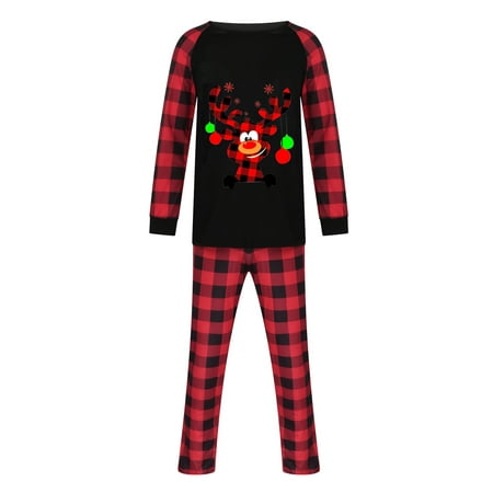 

Cntydi Pajamas for Women Gifts Parent-child Attire Christmas Suits Patchwork Plaid Printed Homewear Round Neck Long Sleeve Pajamas Two-piece Dad Sets