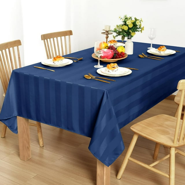 Striped Rectangular Table Cloth Stain and Spillproof Washable Polyester Fabric Table Cloth for Dining Tables x
