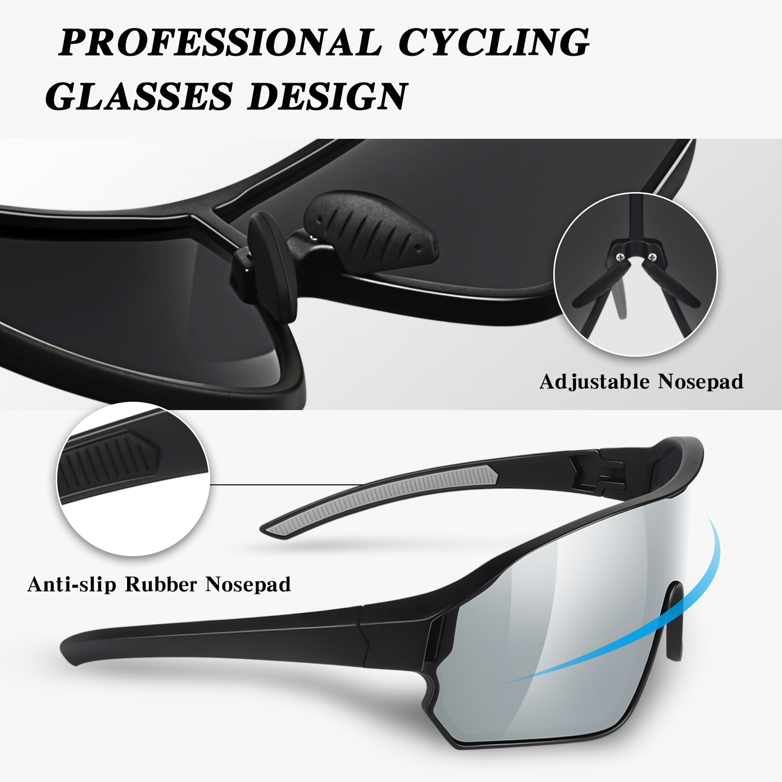 LINVO Polarized Sport Shield Wraparound Sunglasses photo 4