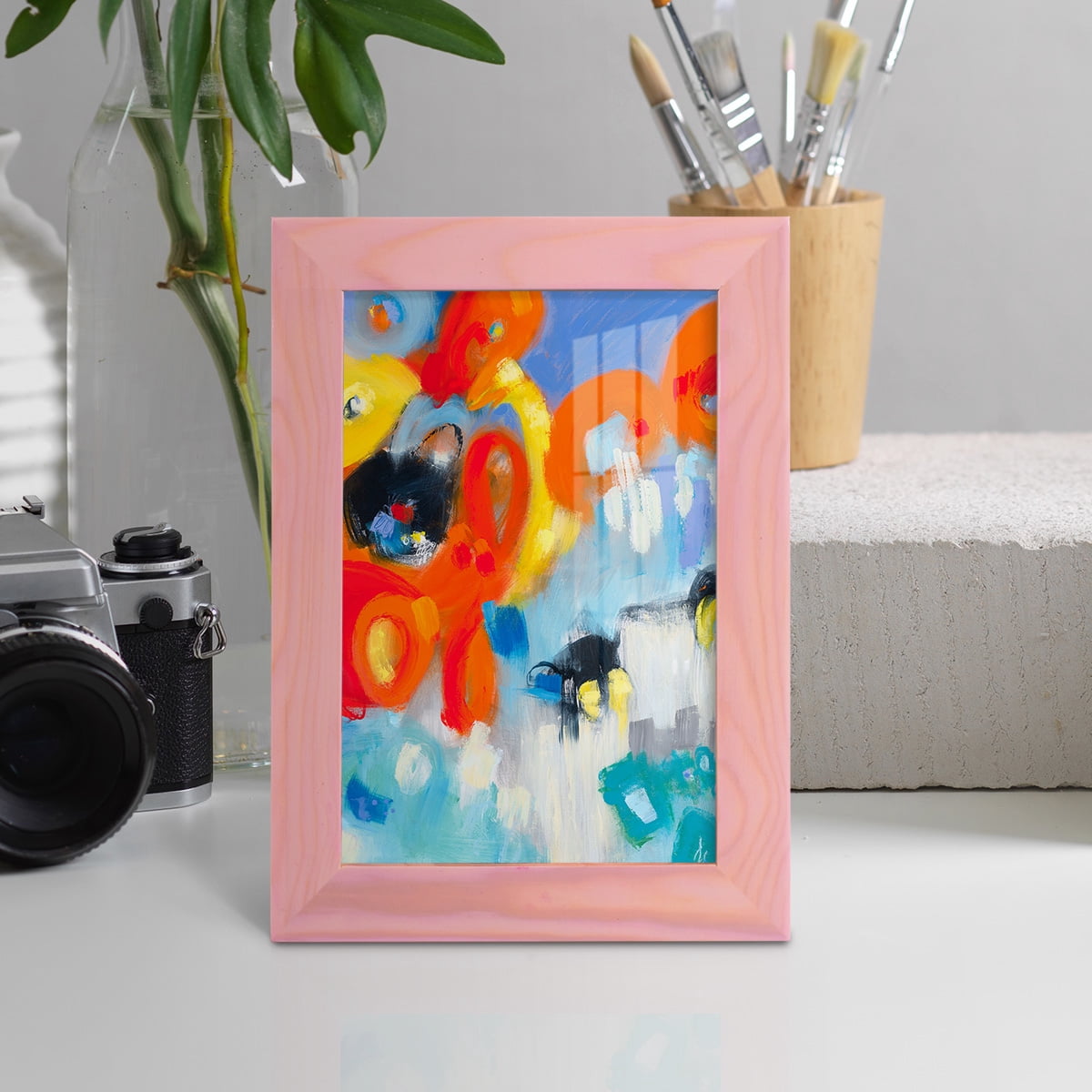 In the Loop V -Framed Print w/glass-Sunset Pink