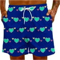 thumbnail image 6 of Herrnalise Men's Shorts Casual Red Heart Print Elastic Waist Drawstring Lightweight Summer Beach Shorts, 6 of 9