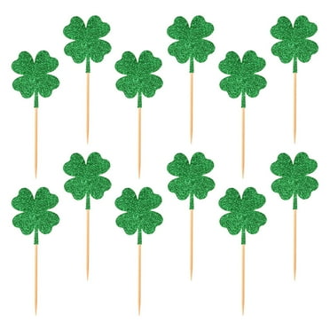 12Pcs St Patrick's Day Party Cake Toppers Glitter Cake Toppers Cake Decorations