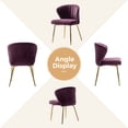 thumbnail image 4 of Tina's Home Home Velvet Dining Chairs Set of 4 Upholstered Accent Chairs Channel Tufted Metal Legs Living Room Bedroom Purple, 4 of 9