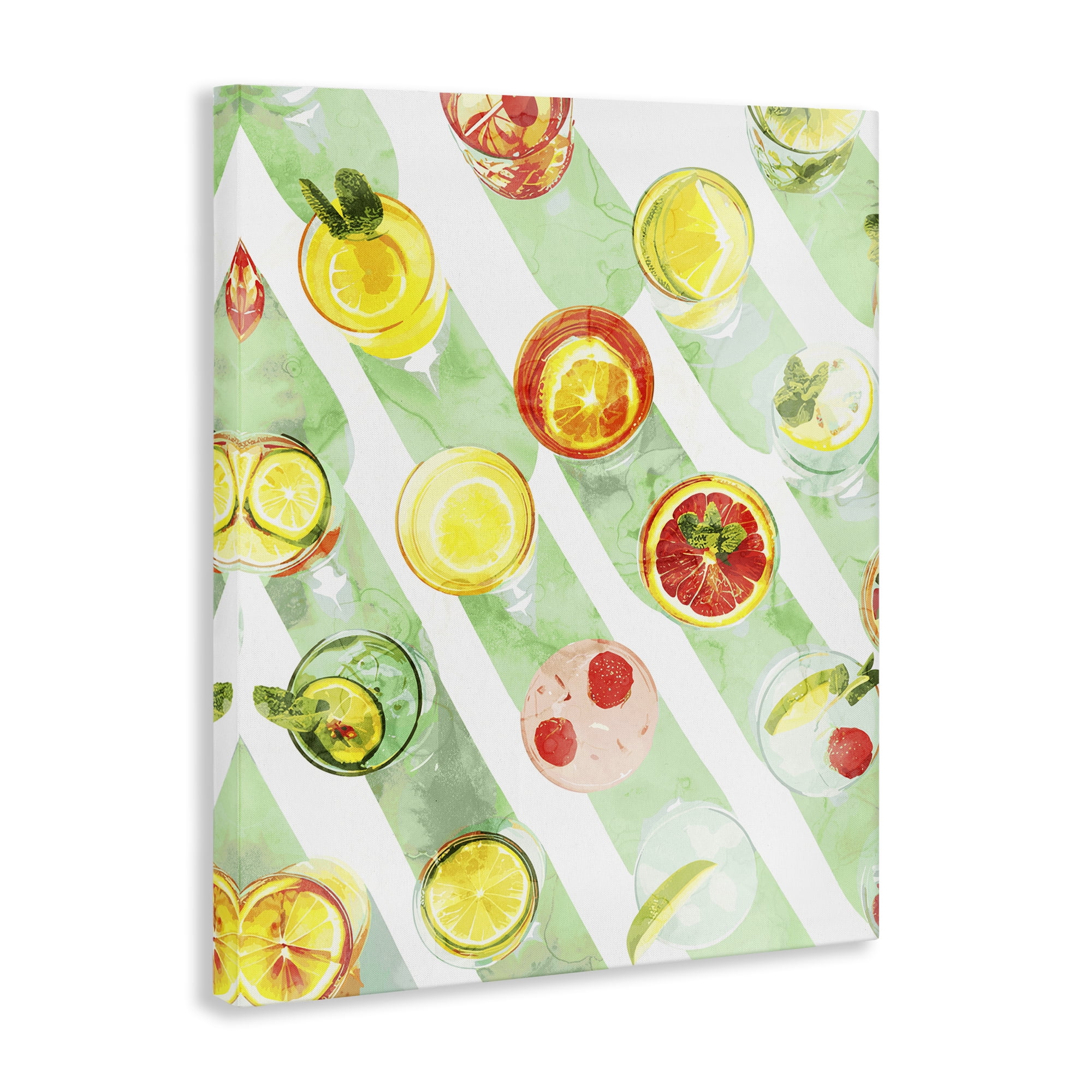 Stupell Industries Various Cocktails Aerial View Food & Beverage Painting Wrapped Canvas Art Print Wall Art, 30 x 40