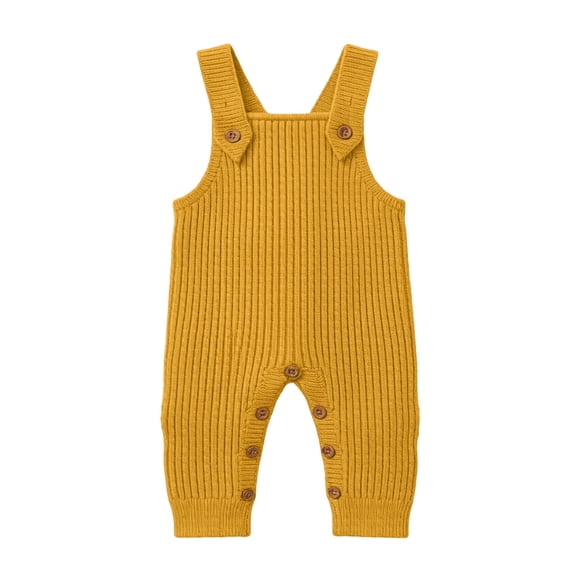 ShomPort Babys Knit Overalls Sleeveless Jumpsuit Stretchy Warm Solid Color Sweater Bodysuit 3-36 Months