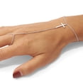 thumbnail image 5 of Sterling Silver Bracelet Contemporary Cable Women's mm 7 in Polished Cross Attached Ring/Bracelet, 5 of 6