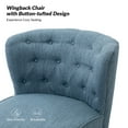thumbnail image 3 of Modern Accent Dining Chairs Set of 2 Wood Legs Upholstered Tufted Armless Vanity Slipper Side Chair Living Bedroom Home Kitchen Blue, 3 of 7