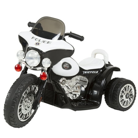 3 Wheel Mini Motorcycle Trike for Kids, Battery Powered Ride on Toy by Rockin’ Rollers – Toys for Boys and Girls, 2 - 5 Year Old – Police