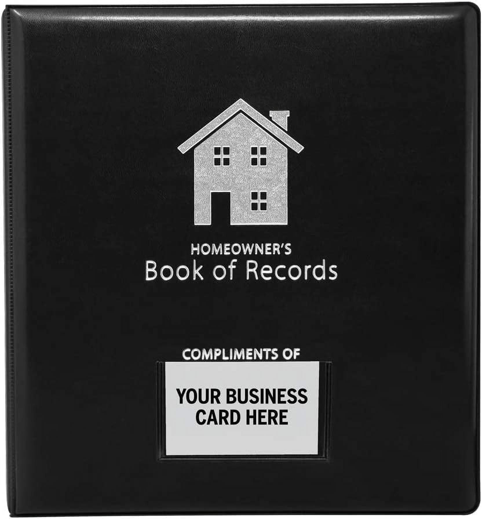Homeowner's Book of Records Binder 2 Pack Black - Organize Household Receipts, Repair Logs & Inventory with 13 Envelopes for Real Estate Closing Gifts