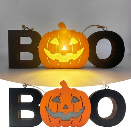 

Final Sale! Poaug Wall Decor Dorm Clearance Halloween Wooden Crafts Creative Design Letter Lamp Holiday Wooden Decoration Pendant A