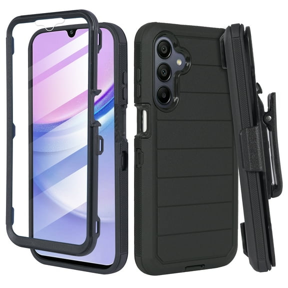 Compatible For Samsung Galaxy A16 Case by Thousand Gear– Heavy Duty Rugged Protective Cover with Belt Clip Holster & Built-in Screen Protector – Black Pro