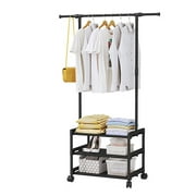CACAGOO Garment Rack Clothes Rack Rolling for Hanging Clothes Industrial Metal Stand Coat Racks Shoes Rack for Bedroom Laundry Entryway and Living Room Space