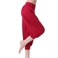 thumbnail image 5 of ZZwxWA Capris Straight Loose Fit Soft Wide Leg Workout Casual Yoga Gym Cotton Elastic Pleated Comfy Solid Pants Women Summer High Waist Trousers Red L, 5 of 5