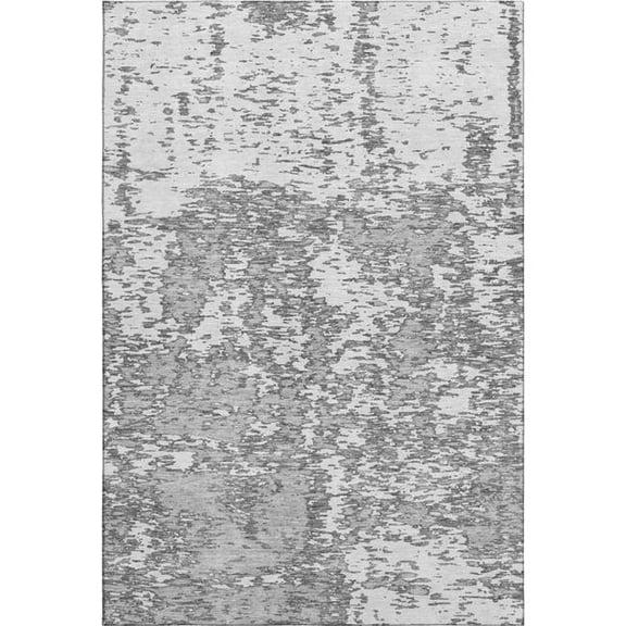 HomeRoots 675244 8 x 10 ft. Gray & Silver Abstract Transitional Washable Machine Made Rectangle Area Rug with UV Protection