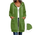 thumbnail image 3 of yillto Womens Long Jacket Hoodie Sweatshirts Full Zip up Comfy Warm Fashion Fall Casual Coats with Pockets, 3 of 7