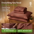 thumbnail image 4 of Aloha Soft by Cariloha Bamboo Viscose Sheets – 4-Piece King Sheet Set – 16 in Deep Pockets – Buttery Soft Cooling Sheets – Maroon Sunset, 4 of 8