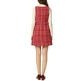 thumbnail image 3 of INSPIRE CHIC Women's Button V Neck Plaid Tweed High Waist Office Overall Dress, 3 of 5