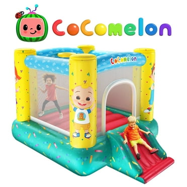 World Tech Toys Moonbug Cocomelon Inflatable Bouncer with Slider, 8.2' x 6.6' x 5'