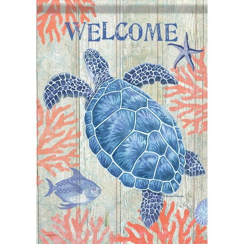 Carson Home Accents Swimming Sea Turtle 2 Sided Polyester Garden Flag Walmart Com Walmart Com