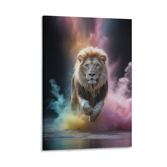 Fashion Lion Wall Art Colorful Running Lion Girls Room Decor Art Poster Canvas Painting Decor Wall Print Photo Gifts Home Modern Decorative Posters 16x24inch(40x60cm)