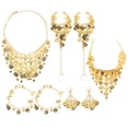thumbnail image 1 of GOOHOCHY 1 juego de joyas para danza del vientre: joyas de rendimiento para mujer: tobilleras, collares, pulseras y pendientes con cadena para la cabeza., 1 of 7