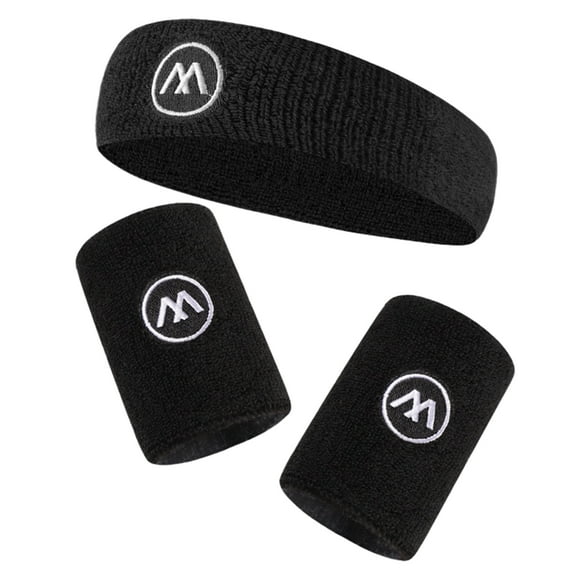 Toudaret 1 Set Sweatbands Set, Moisture Wicking 2 Wristbands and 1 Headband, Breathable Athletic Bands for Basketball, Tennis, Yoga, Gym, Sweat Bands for Costumes and Cosplay