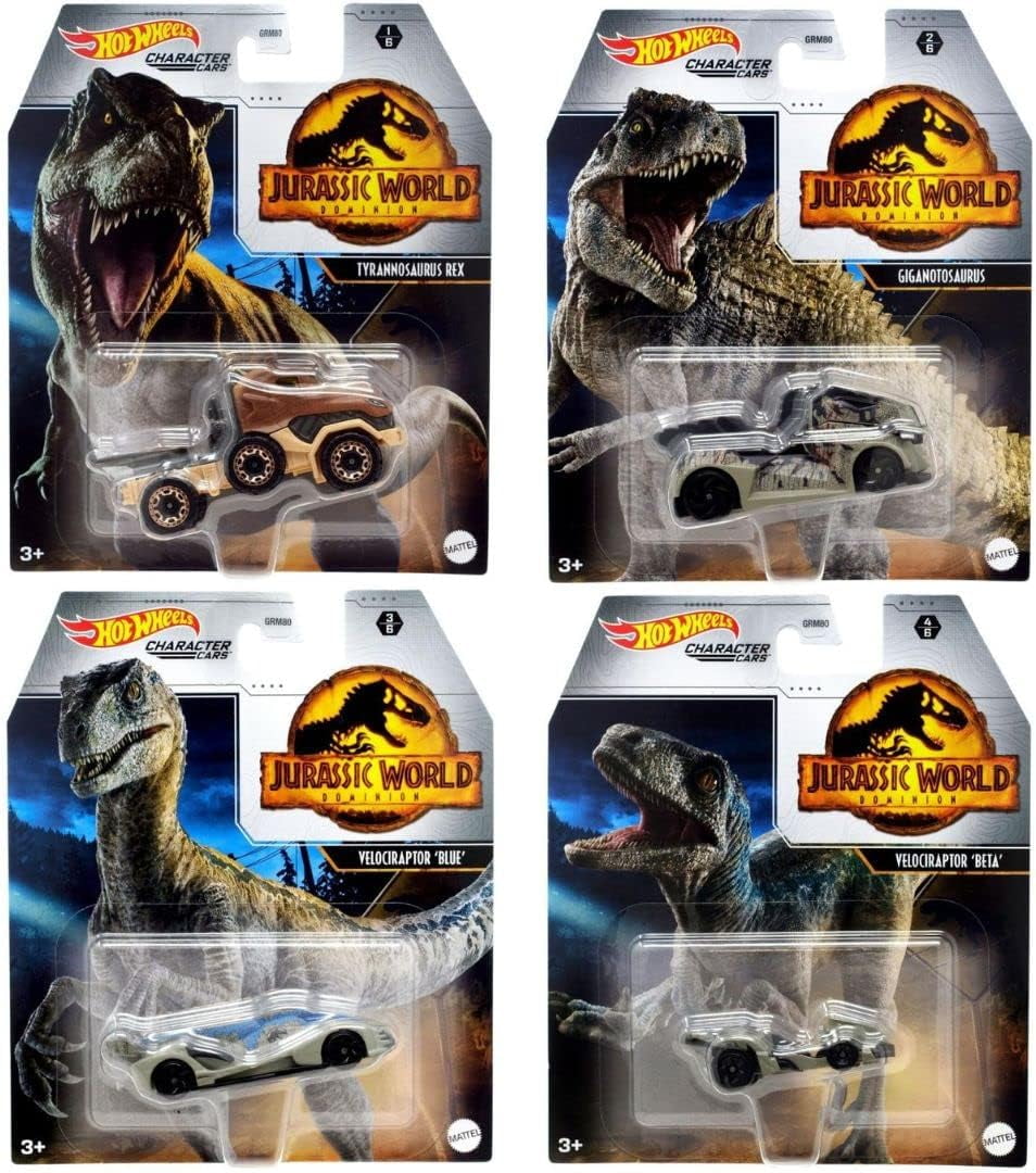 Hot Wheels Jurassic World Character Cars Set of 4 Diecast Vehicles from GRM80-956A Release