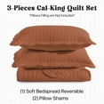thumbnail image 4 of IR Imperial Rooms 3-Piece California King Ultrasonic Embossed Leaf Pattern Bedspread Coverlet Set, Breathable Microfiber Quilt with 2 Pillow Shams, Rust, 4 of 11