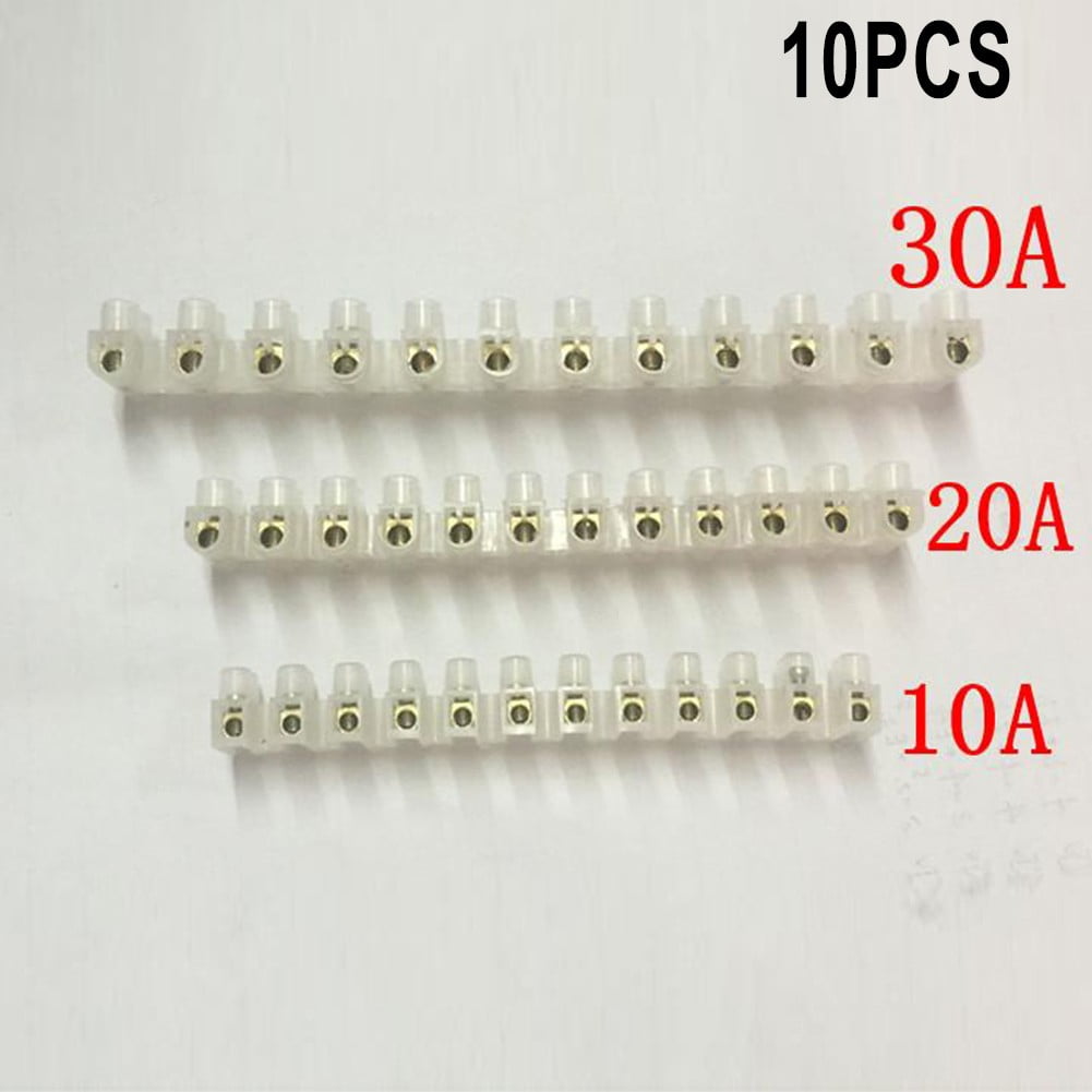 10Pcs 12 Way Connector Strip 3 Amp To 20 Amp Choc Block Terminal